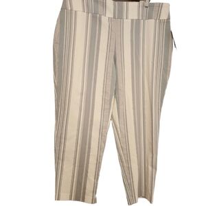 ATTYRE Slim Leg Wide Waist Band Aqua & White Metallic Striped Pants Size 20W NWT
